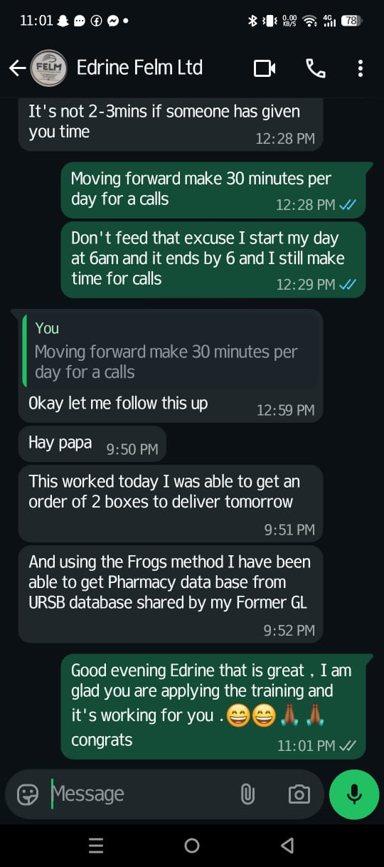 WhatsApp message from client